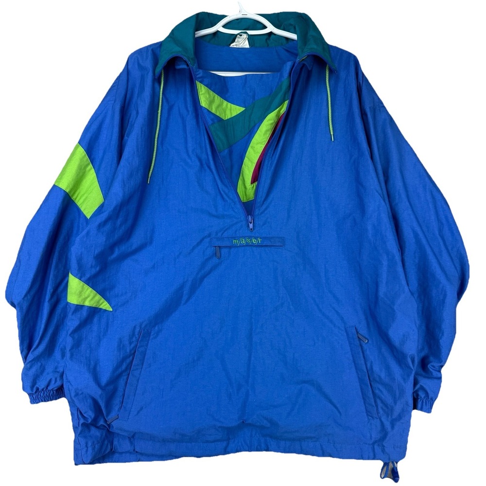 Vtg 90s Máser Windbreaker Pullover Jacket Ski Surf Snow Retro‎ Y2K Track Shell